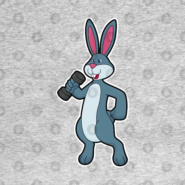 Rabbit at Strength training with Dumbbell by Markus Schnabel